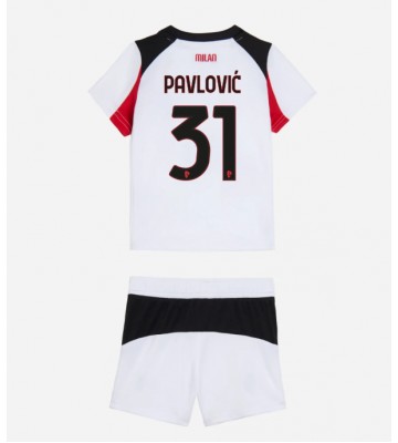 AC Milan Strahinja Pavlovic #31 Udebanetrøje Børn 2025-26 Kortærmet (+ Korte bukser)